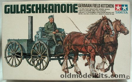 Tamiya 1/35 Gulaschkanone German Field Kitchen - With Horses and Figure, MM203 plastic model kit